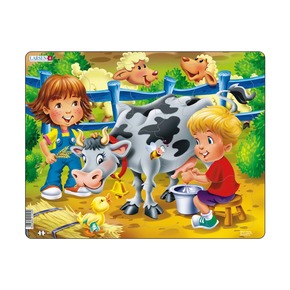 Пазл Дети на ферме, корова, 18 деталей